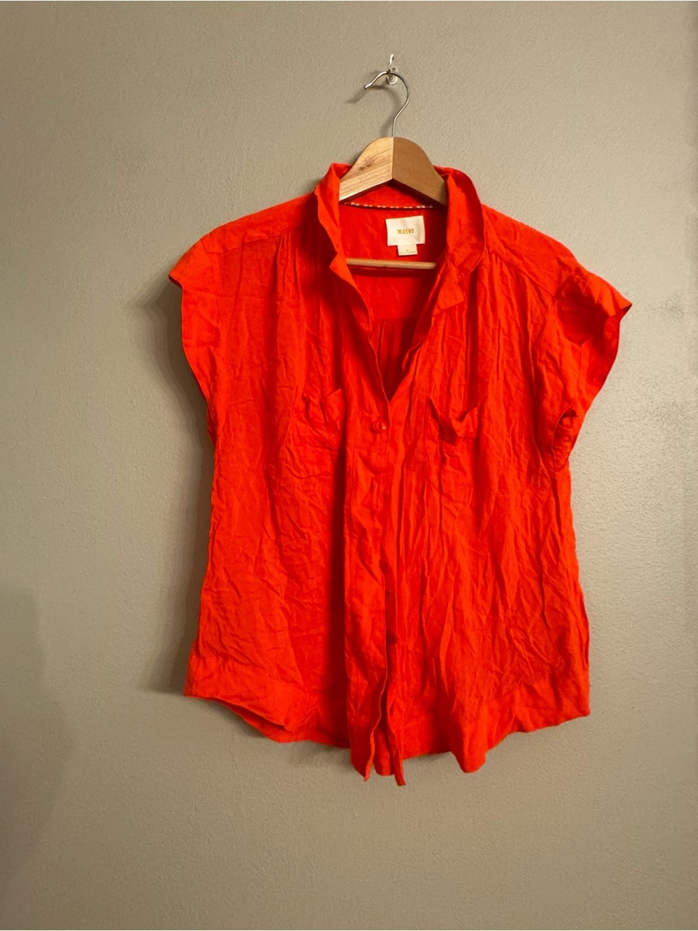 ANTHRO MAEVE Button Up Cap Sleeve Blouse